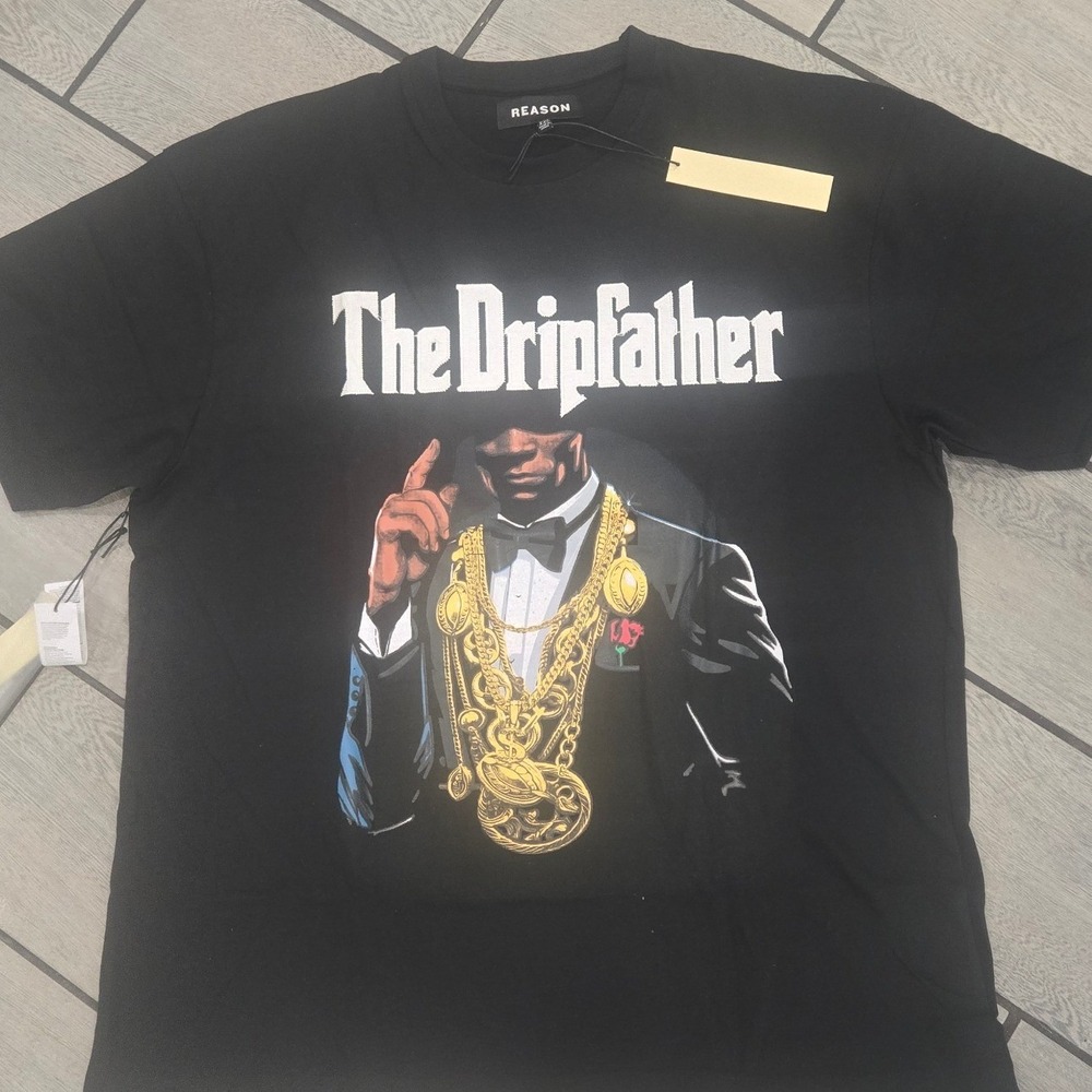 Reason Brand The Dripfather Graphic T-Shirt Mens XXL Black Short Sleeve New NWT